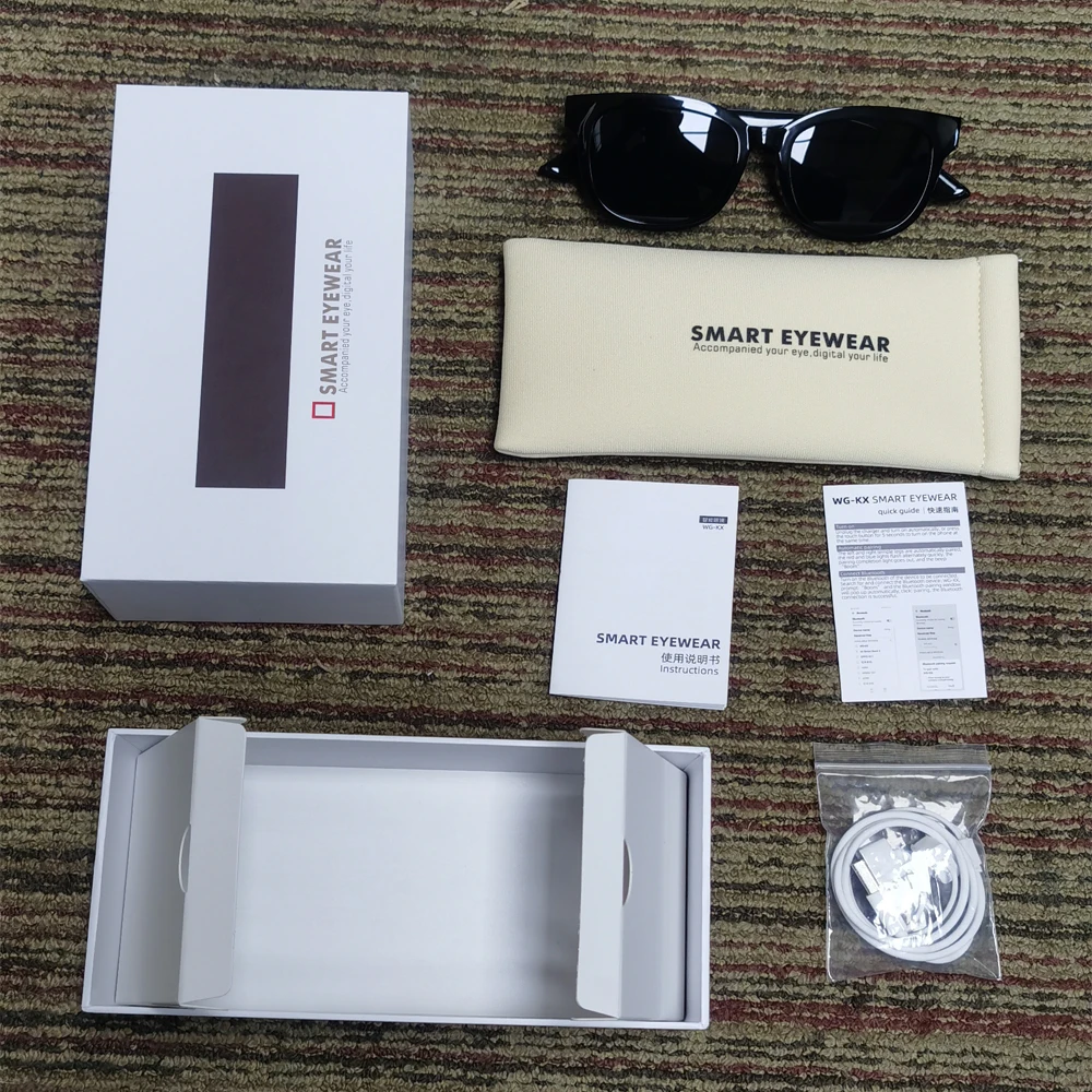 KX01B Smart Eye Wear Glasses with Bluetooth Hands-Free Calling Music Audio Play Anti-blue Light Lens with Black Frame Waterproof