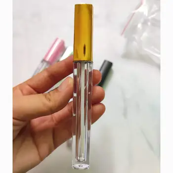 

10pcs/30pcs/50pcs 4.5ml Empty Lipgloss Tube Square Lipgloss Bottle with Gold Lid Refillable Lipgloss Containers 12.8cm