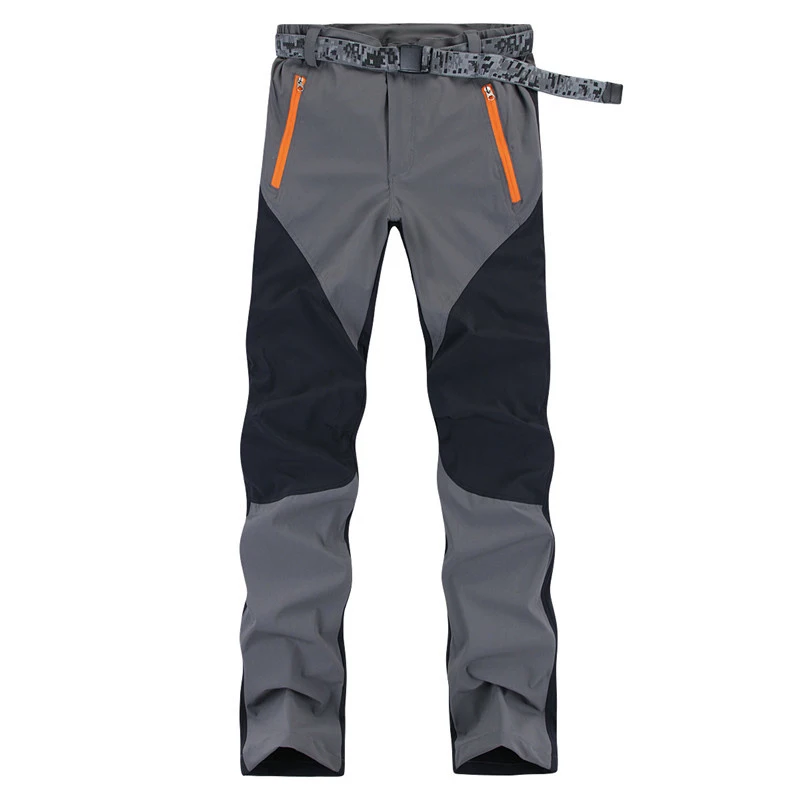 Мужские быстросохнущие походные брюки, эластичные штаны для велоспорта, для походов спорта рыбалки спортивные легинсы, охотничьи брюки мужские осень весна - Цвет: Серый