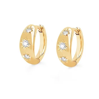 

LOZRUNVE Fashion Jewelry 925 Silver Vermeil Starburst Huggie Earring Gold Jewelry