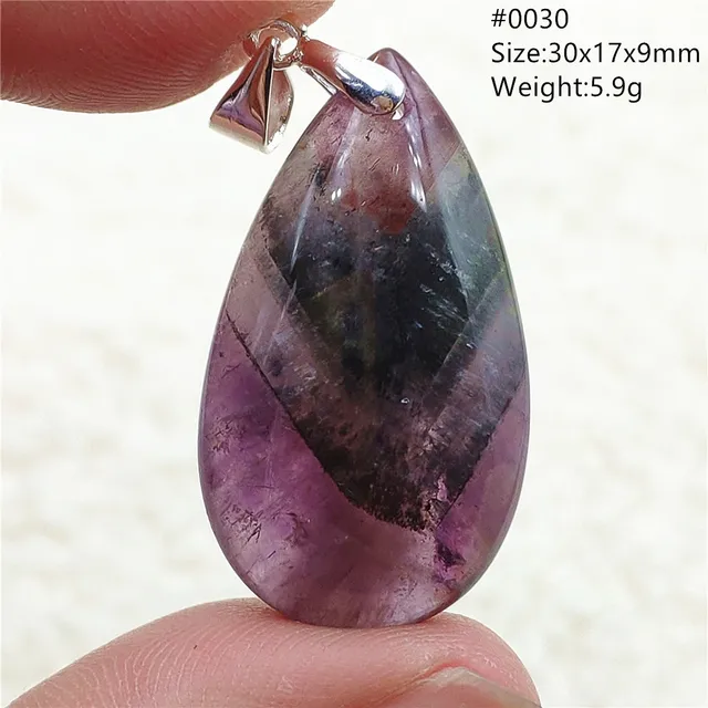 Genuine Natural Cacoxenite Auralite 23 Purple Red Pendant Water Drop Rutilated Bead Women Men AAAAAA 0030