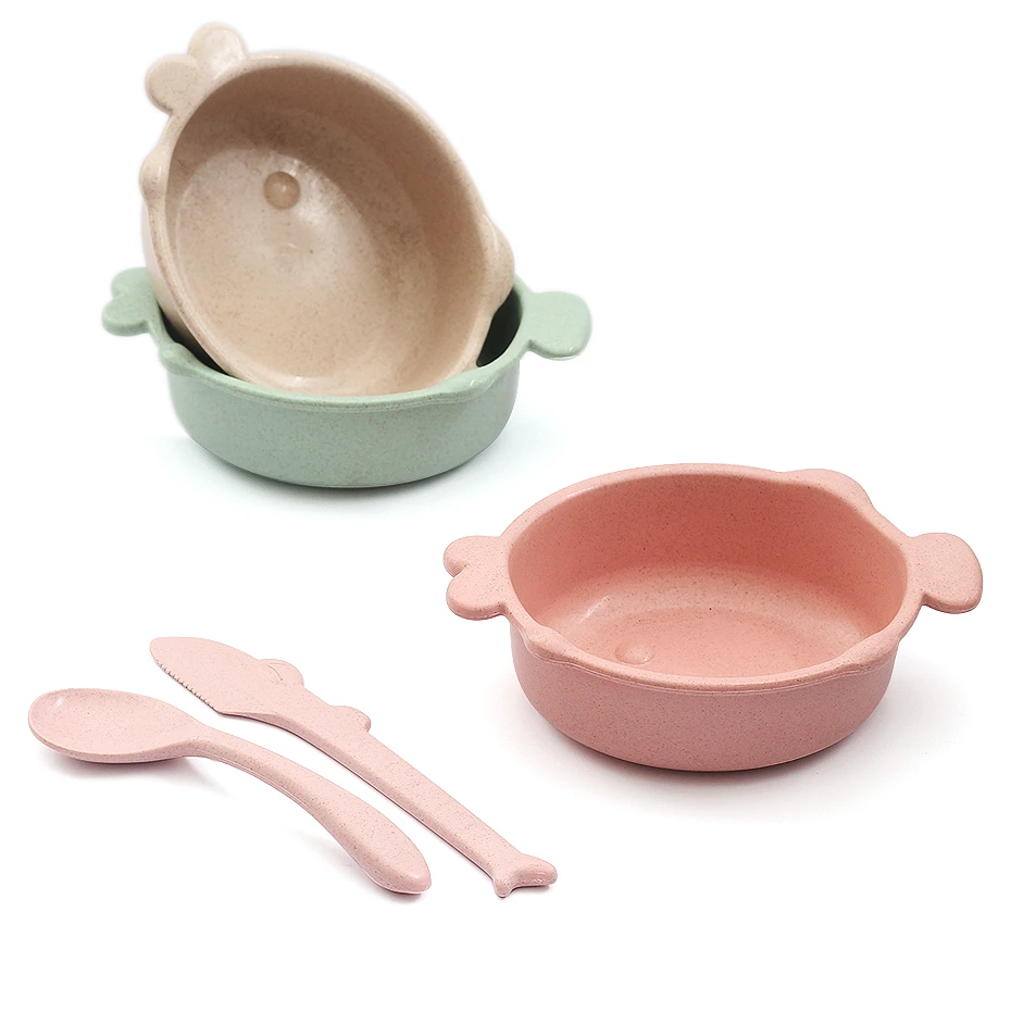 

Cartoon Fish Shape Bowl Colorful Kids Cutlery Environmental Children Plates Lunch Box With Dinnerware 3 pcs/set