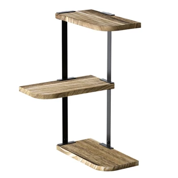 

Corner Storage Shelf 3-layer Iron Frame Wooden Frame Is Suitable For Bedroom, Bathroom And Living Room