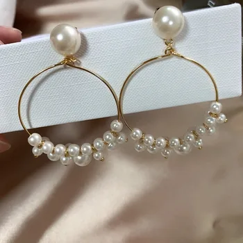 

Small design round grape pearl earrings temperament 100 high-grade feeling fine net red with earrings