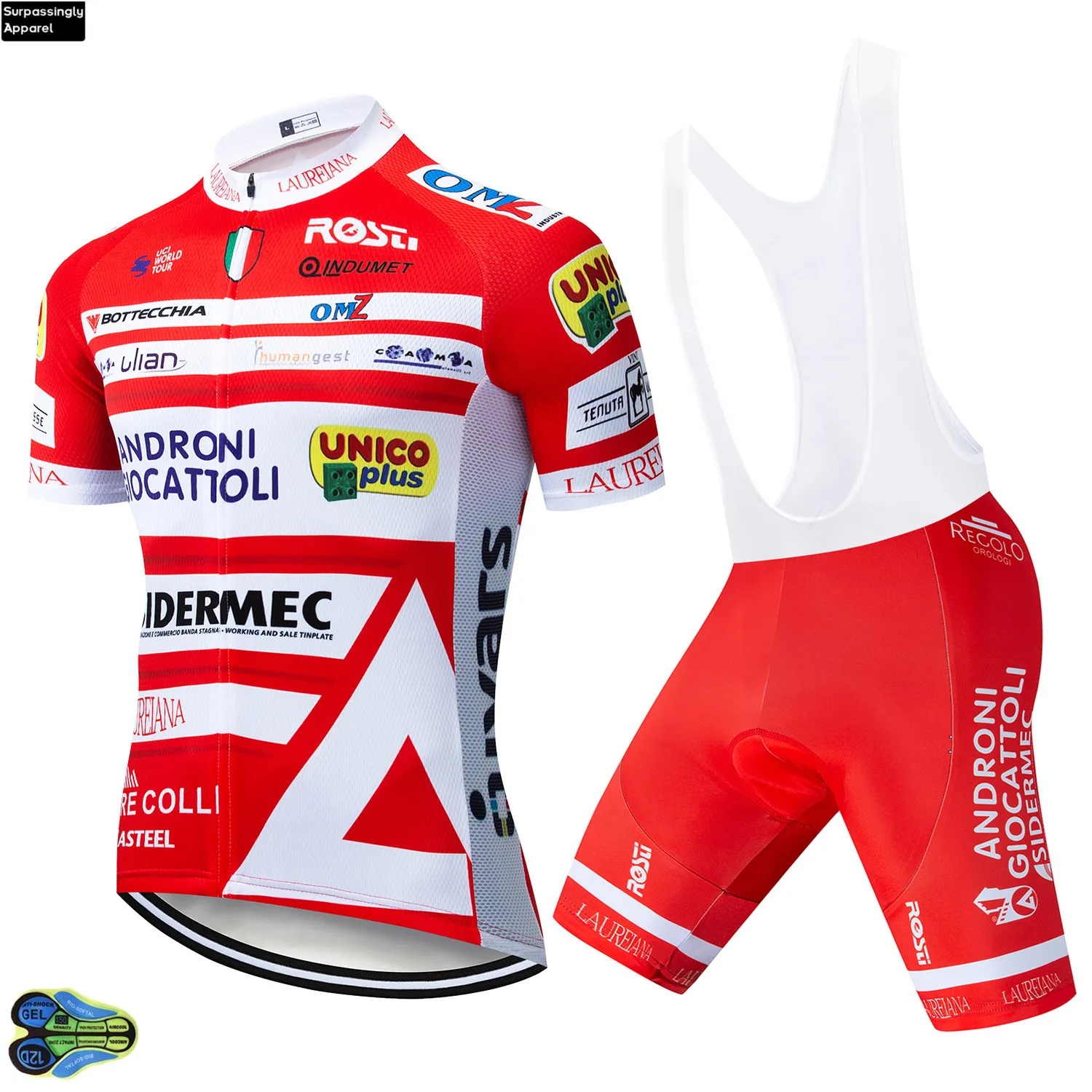 

2019 Team ANDRONI Red Cycling Jersey 12D Gel Bike Shorts Suit MTB Ropa Ciclismo Mens Summer Bicycling Maillot Wear