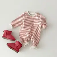 Newborn Baby Striped Romper Spring Infant Boys Girls Casual Jumpsuit Toddler Kids Fleece One-piece Babies Warm Winter Clothes 4