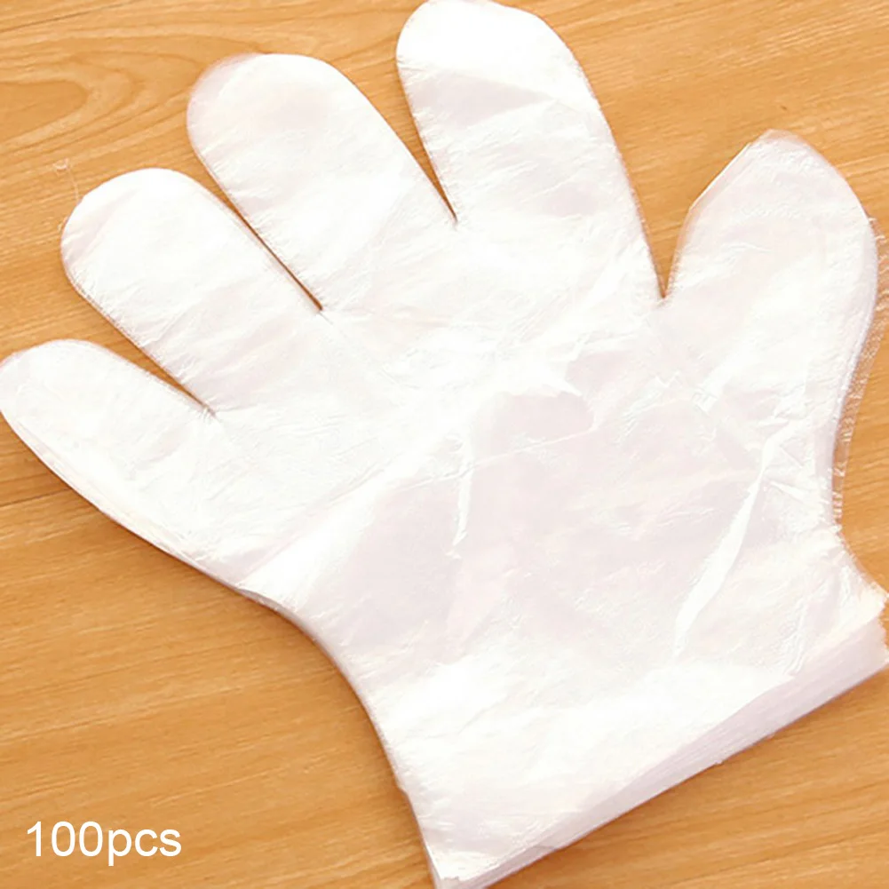 Прозрачные пластиковые одноразовые перчатки для ресторана, дома, обслуживания питания гигиенические принадлежности GQ - Цвет: 100pcs