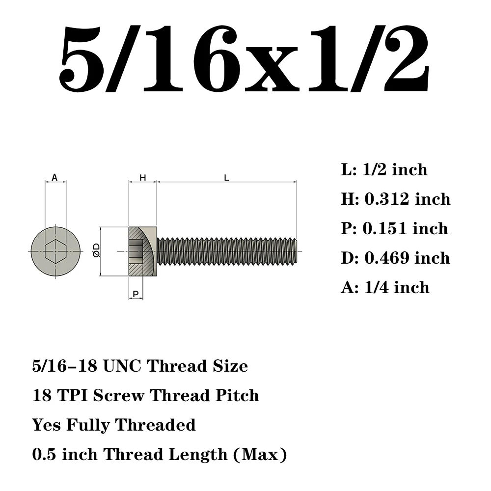 25Pcs Fullerkreg 5/16-18x5/" 1/2" 7/" 3/4" " Нержавеющая сталь 304 UNC резьба с шестигранной головкой - Цвет: 25Pcs