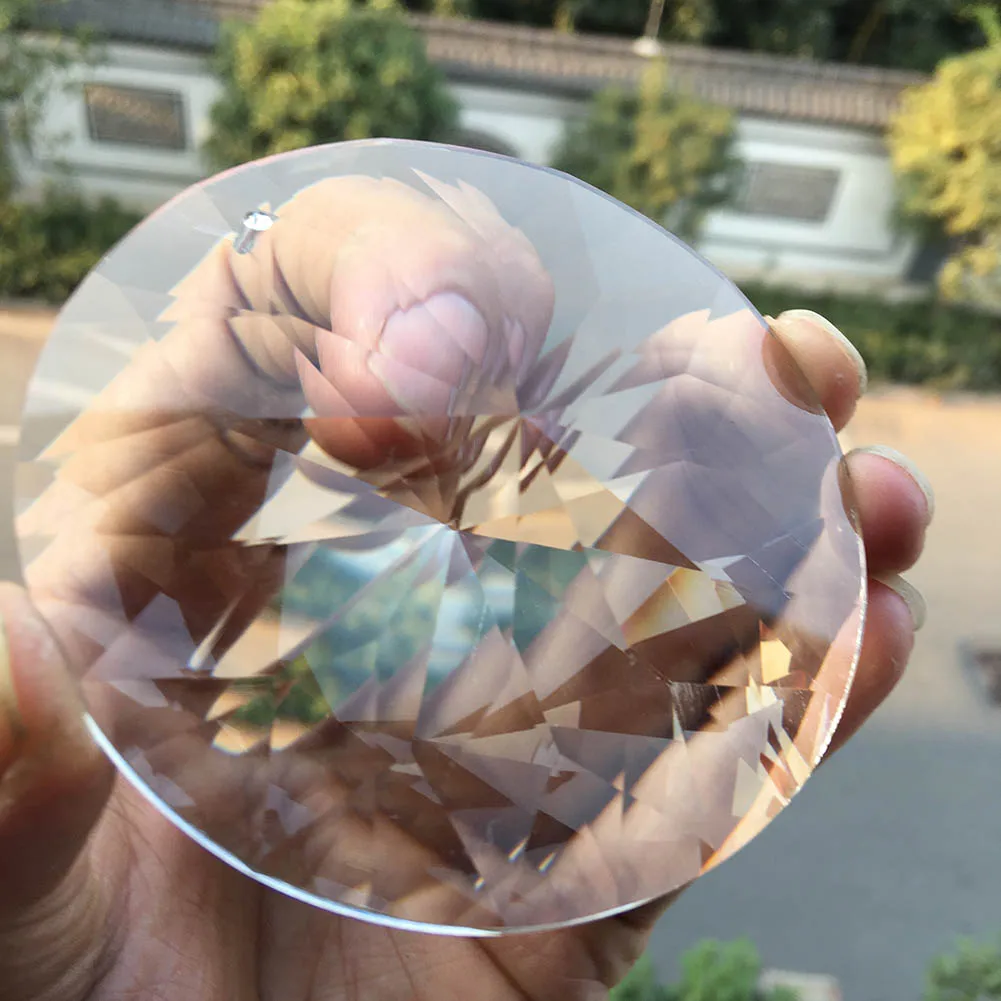 80 мм Хрустальная Призма Suncatcher люстра кулон стекло искусство DIY Висячие НЛО диск стрелка голова вырезанное дерево Орнамент