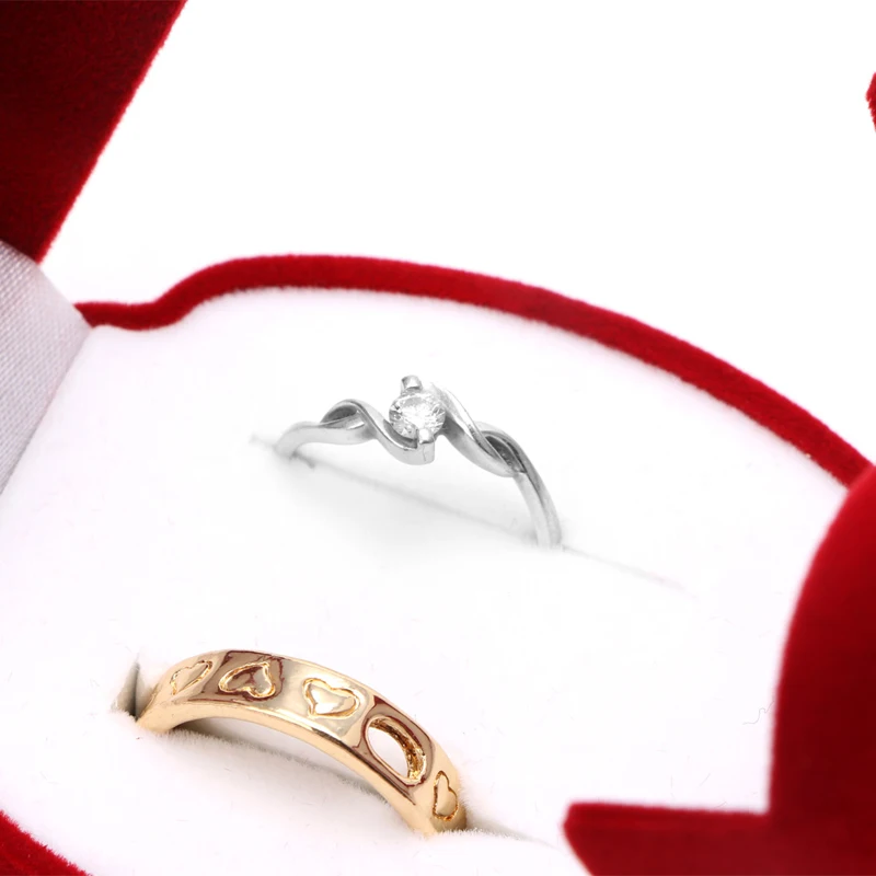 

Velvet Engagement Wedding Couple Ring Earring Jewelry Display Storage Box Case Y4QB