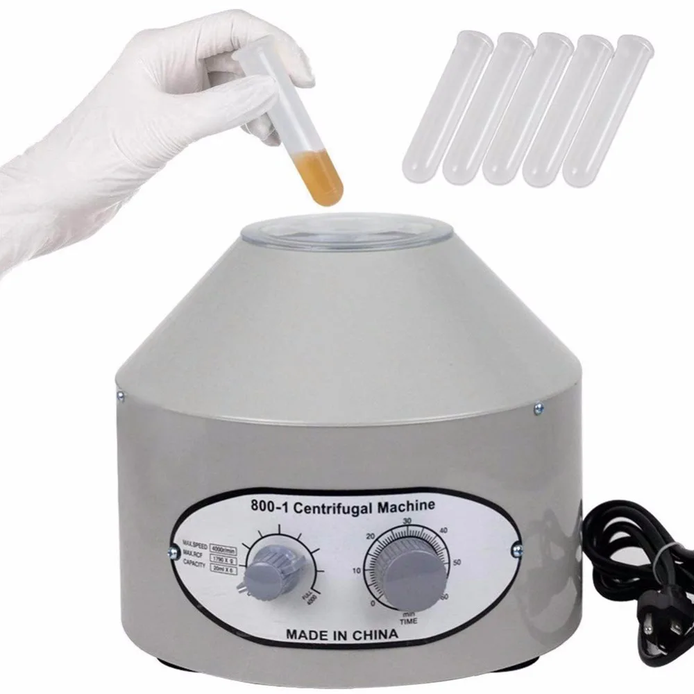 Huanyu Desktop Centrifuge Electric Lab Centrifugal Machine Low Speed Model for 10ml/20ml Test Tubes with Max 1790 RCF & 4000RPM 0-60min Timer Supported 800 Common without Timer