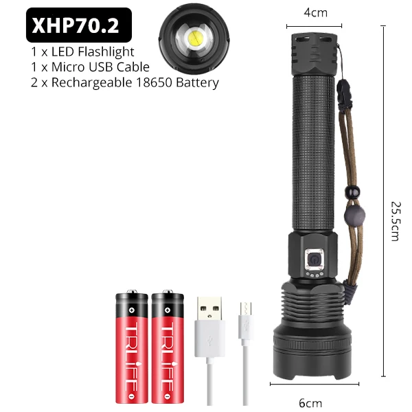 XHP90 самый мощный светодиодный светильник-вспышка XLamp 18650 26650 Zoom фонарь XHP70.2 USB Перезаряжаемый Тактический светильник для кемпинга и охоты - Испускаемый цвет: Package F