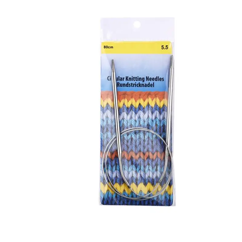 Stainless Steel Circular Knitting and Crochet Needles - 80cm, 2.0-10mm | Premium DIY Weaving Craft Tools