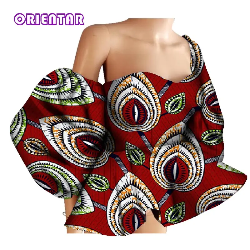 New Cotton Women Shirts African Wax Draped Print Shirts for Women Bazin Riche Patchwork African Style Clothing WY3397 - Цвет: 2