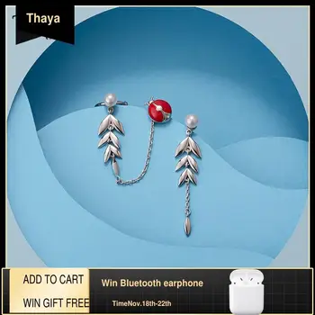 

Thaya Silver Plated Ladybug Earring Drop Dangle Red Oil Silver Color White shell Beads For Women Fashion Gift Fine Jewelry