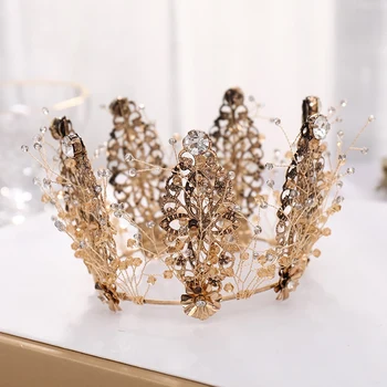 

Bridal Vintage Crystal Crown Large Round Crown Bridal Wedding Jewelry Hair Accessories