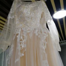 Шикарные тюлевые Свадебные платья трапециевидной формы, кружевные недорогие свадебные платья с высоким воротом, короткие рукава, открытая спина, длина до пола, платье невесты, Vestido