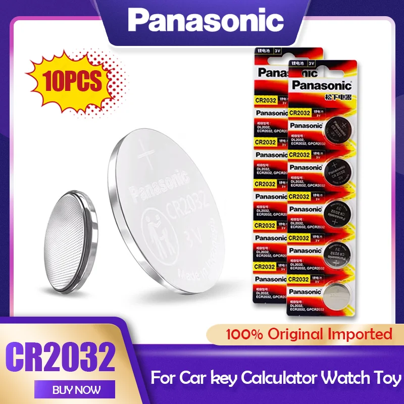 10PCS Original Panasonic 3V CR2032 CR 2032 Lithium Battery For Watch Calculator Toy Electronic Scale Remote Control Button Cell 1