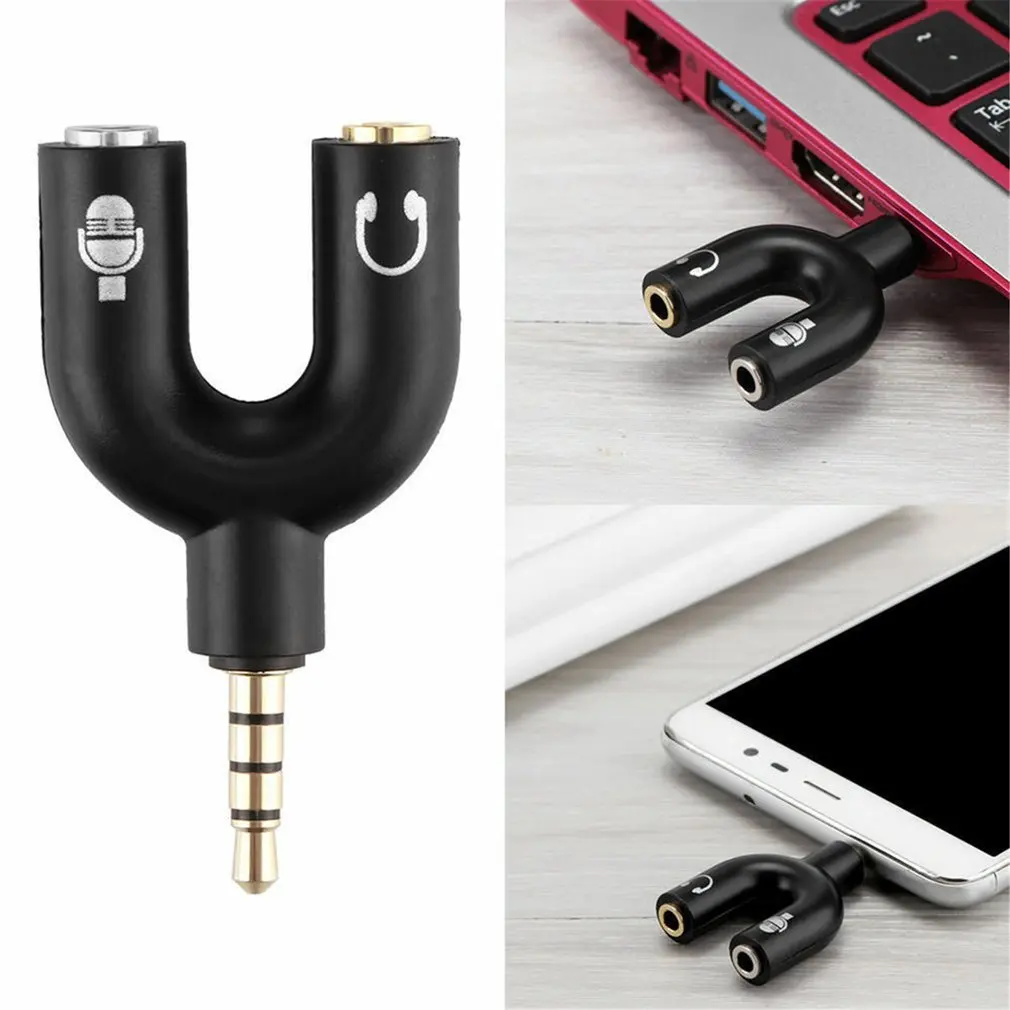 3.5mm Splitter Stereo Plug U-vorm Stereo Audio Mic & Hoofdtelefoon Oortelefoon Splitter Adapters voor PS4 PC Laptop oor Headset