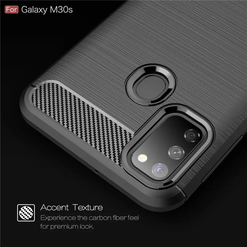 For Samsung M30S M30 M20 M10 Carbon Fiber Case Protection Soft Silicone TPU Case For Galaxy A9 A8 A7 A6 Bumper Matte Cover