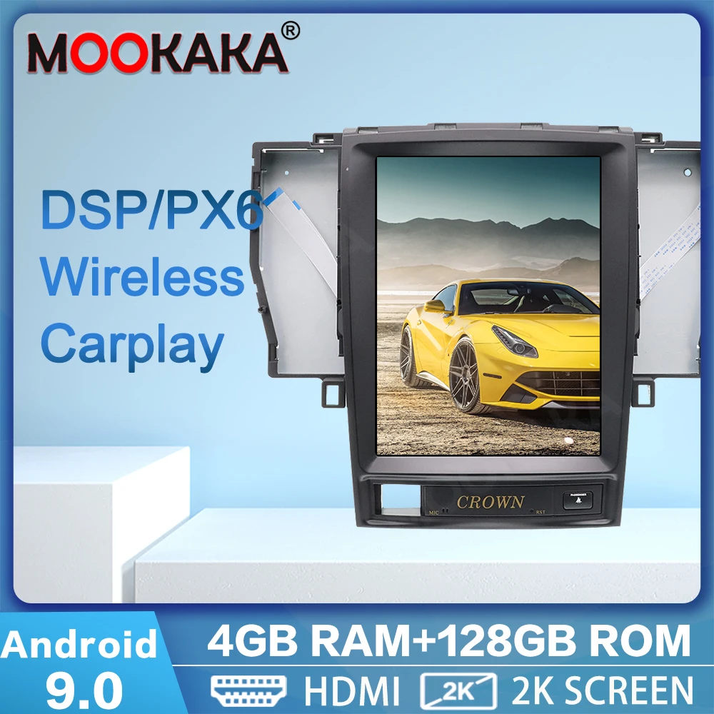 

PX6 Tesla Screen Android 9.0 128G Car GPS Navigation For Toyota Crown 2012 Multimedia DVD Player Auto Audio Stereo Head Unit DSP