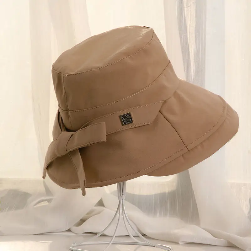 Panama Lovely Summer Black Bow Bucket Hat Women Fashion Korea Bob Cotton  Sun Hat Fishing Caps For Lady