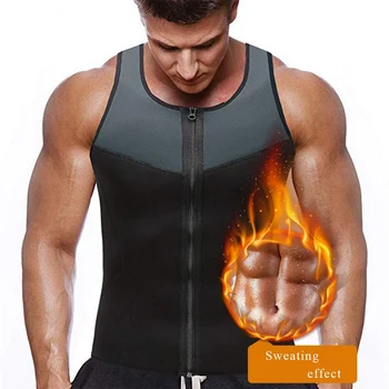 

Puimentiua Men Fitness Gym Neoprene Sauna Vest New Sweaty Hot Waist Trainer Body Shaper Slimming Suit Weight Loss Zipper Vest