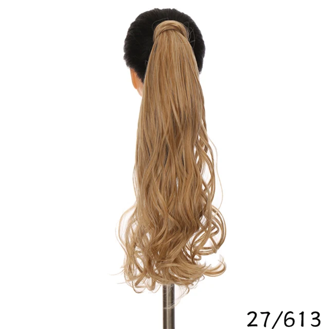 MSTN 24 Inches Long Synthetic Straight Ponytails for Women Natural Clip In Ponytail Hair Extension Hairpieces Blonde Fake Hair 0019-27-613