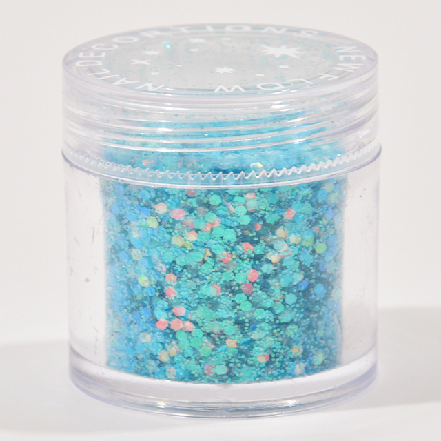 Nail Art Mixed-Size Flake Powder Hexagon Iridescent Chunky Hexagon Sequins Broken Flake For Manicure Glitter Nail Flake