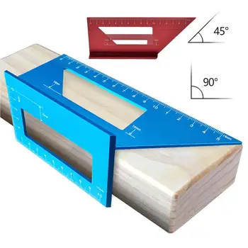 

Aluminum Alloy thickening 45/90 Degree Angle Gauge Woodworking Square Ruler Line Scriber carpentry Handwork tool accessories