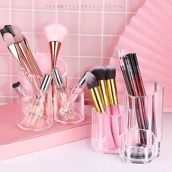

Transparent Acrylic Makeup Brush Storage Tube Desktop Storage Eyebrow Nail Pencil Holder Beauty Manicure Tools Storage Box