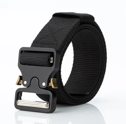 Men Military Tactical Belt Alloy Fashion Metal Quick Release metal Buckle Elastic Man Training Battle Waist Belt Without Sewing