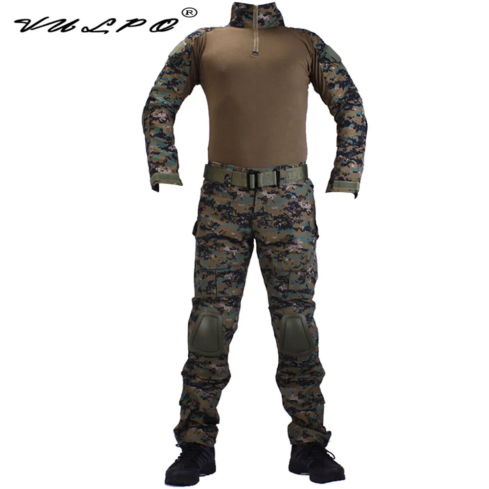 Uniforme combat jungle digital VULPO pêche cosplay militaire genouillères coudières Ghillie