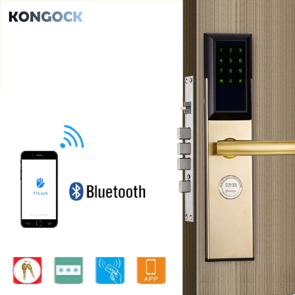 

Bluetooth APP smart keyless door lock, electronic Card & digital password & key access for home and hotel and apartment BNB etc