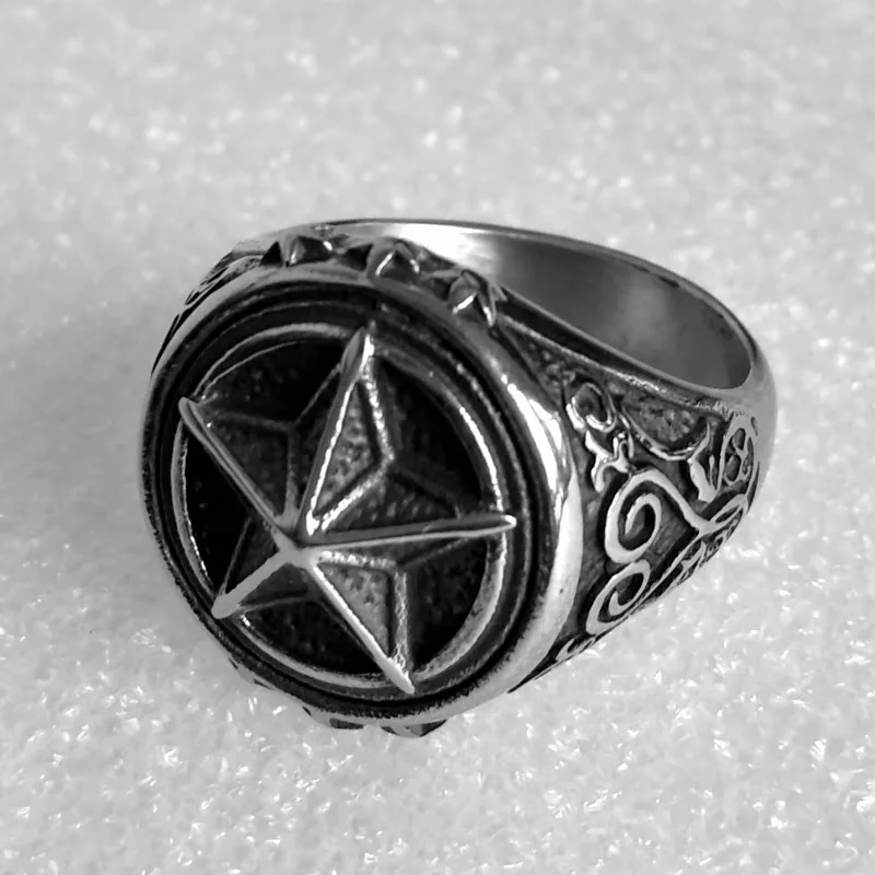 Кольцо унисекс для самообороны, кольцо с пентаграммой из нержавеющей стали в ретро стиле, для выживания