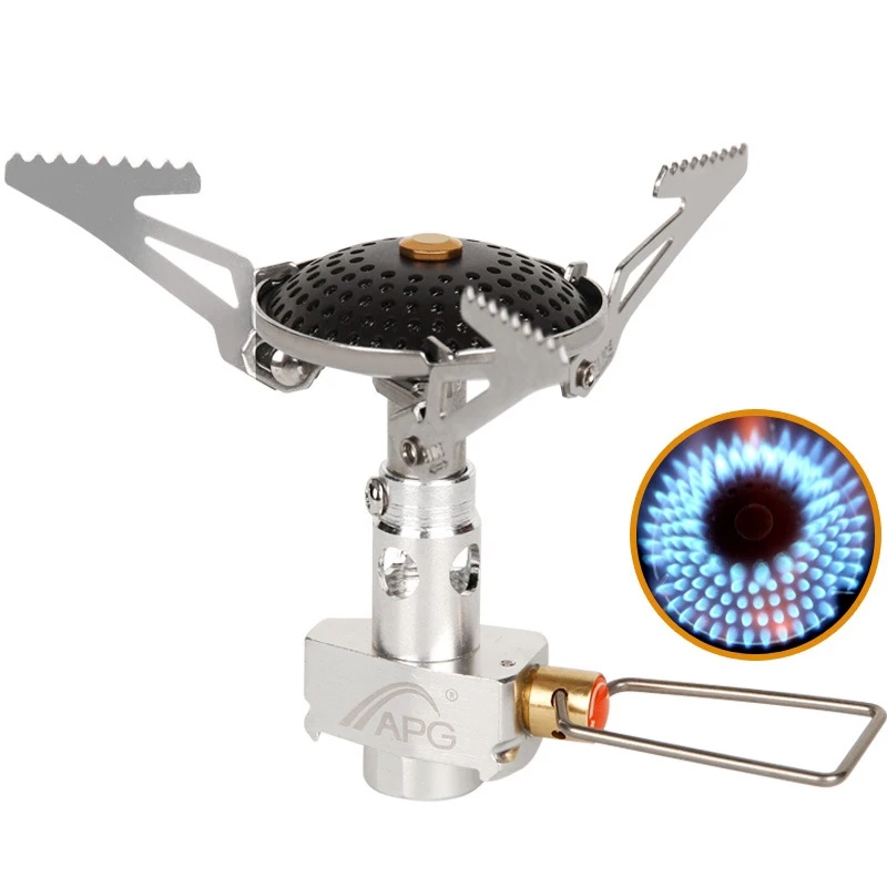 Outdoor Camping Folding Gas Stove Mini Portable Gas Burn-er BBQ Oven Furnace ceramic fire cover Stove+Manual+Storage bag+Box