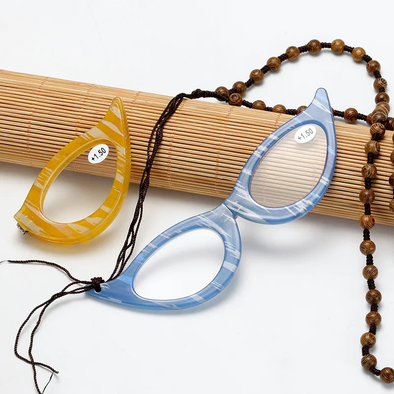 SEEMFLY стильные портативные очки для чтения многоцветные компактные складные очки индивидуальное кошачий глаз украшение дальнозоркое зеркало