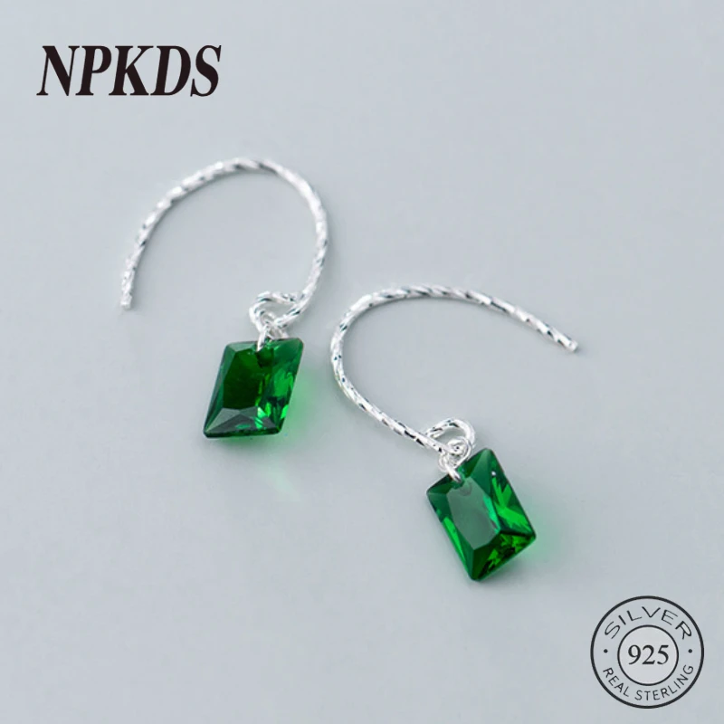 

Sterling 925 Silver Square Emerald Drop Earrings Elegant Luxurious French Palace Women's Earrings Trendy Silver 925 Jewelry Chic
