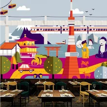 Прямая поставка Мультфильм абстрактный Япония путешествия архитектурный ландшафт декоративная живопись фон стены обои 3d бесплатно