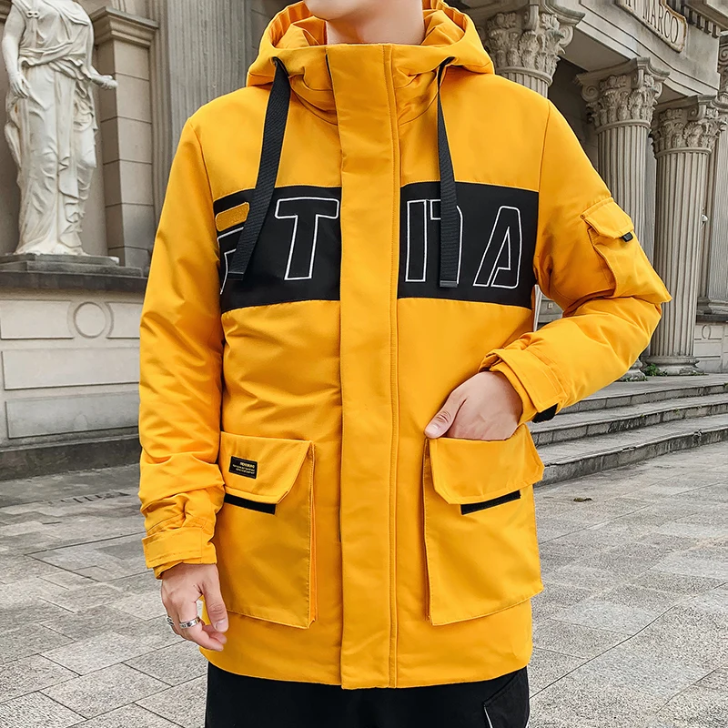 JUNGLE ZONE новое зимнее теплое модное повседневное пальто Мужская куртка теплая ветрозащитная Мужская парка с капюшоном пальто высокого качества 8219