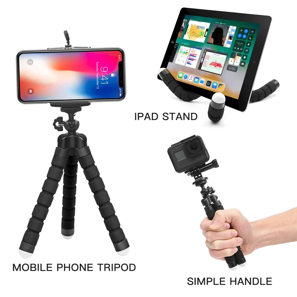 lovebay Mobile Phone Holder Compatible Tripod Flexible Octopus Bracket  Portable Selfie Universal Outdoor Travel Take Pictures mobile phone stands for vehicle