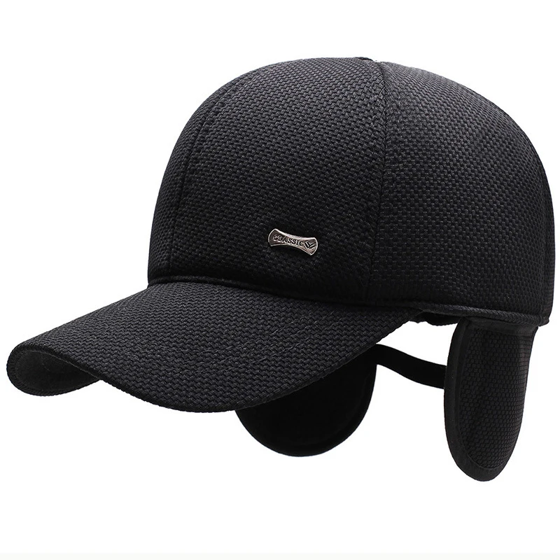 HT2620 зимняя бейсболка Новые осенне-зимние шапки для мужчин толстые теплые наушники кепка регулируемая бейсболка Ушная крышка Папа Шапка