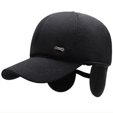 HT2620 зимняя бейсболка Новые осенне-зимние шапки для мужчин толстые теплые наушники кепка регулируемая бейсболка Ушная крышка Папа Шапка