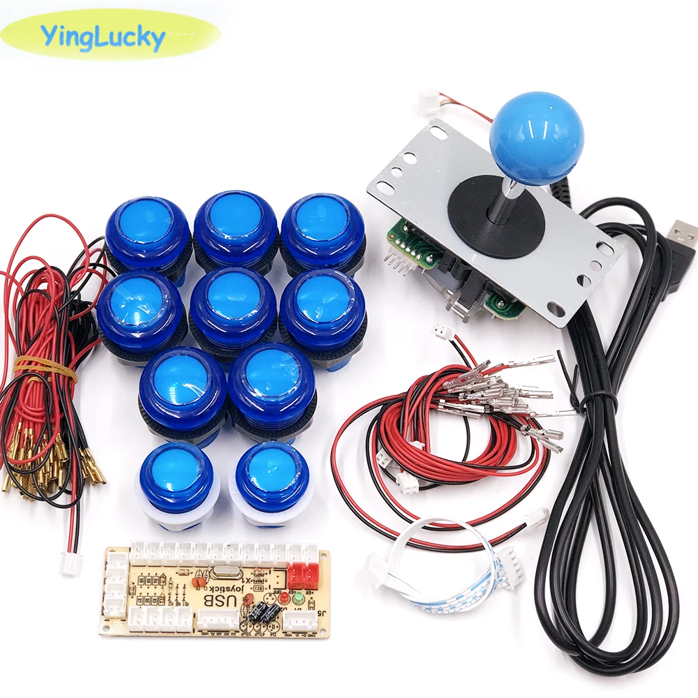 2 players Joystick Arcade DIY Kit LED parts button + Joysticks + USB encoder controller for Mame for Raspberry Pi 3 
