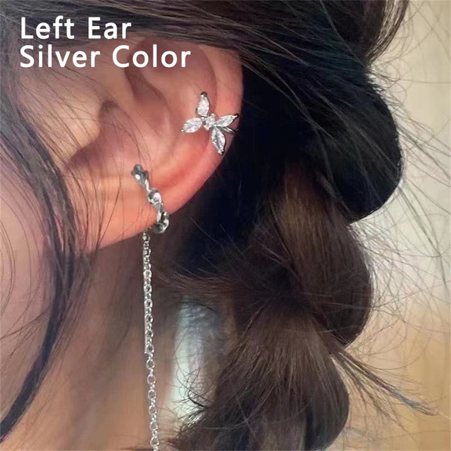 Korean Rhinestone Butterfly Drop Earrings For Women Girls 2021 Trendy Fashion Pearl Chain Earrings Jewelry Wedding Gifts