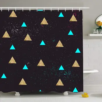 

Shower Curtain Set with Hooks Colorful Black Geometric Fun Pattern Retro 80 Abstract Creative Doodle Rectangle Eighties Festive