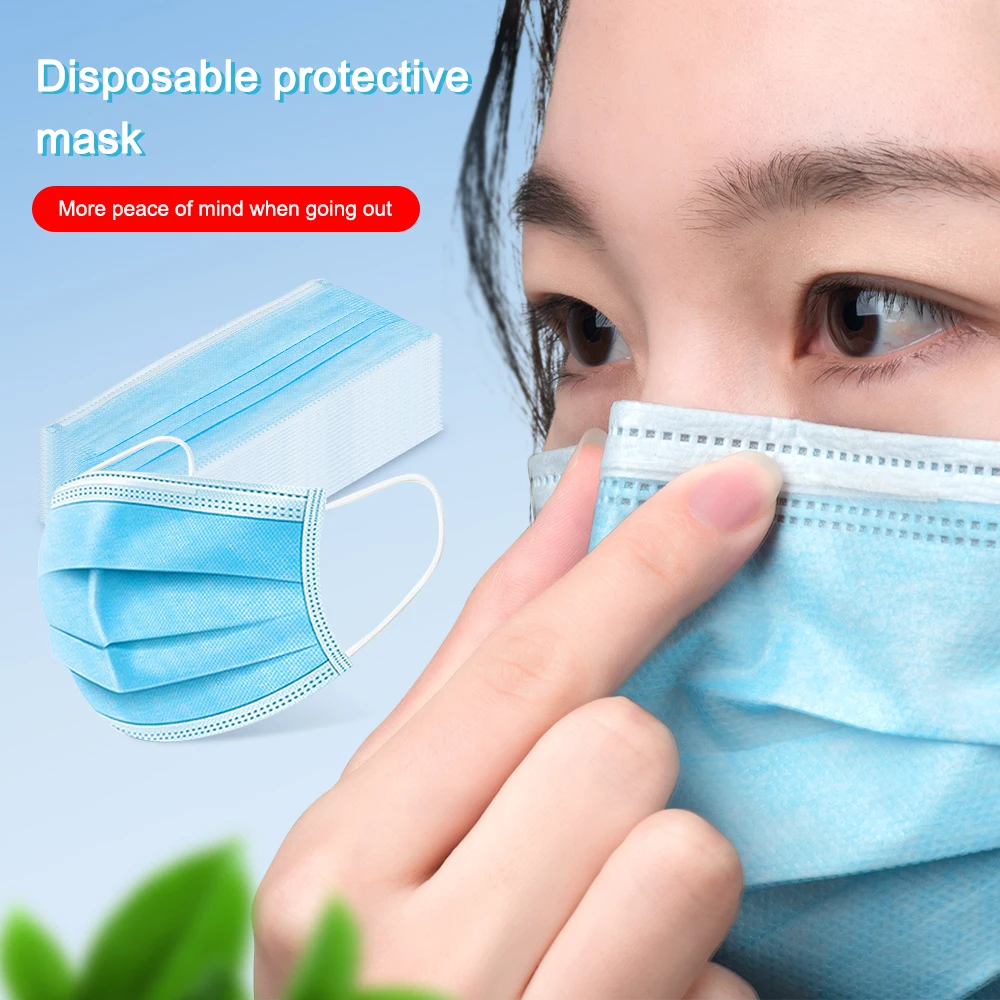 

50-200pcs Disposable Protective Mask 3 Layers Non-woven Dustproof Windproof Facial Mask Soft Breathable Protective Masks