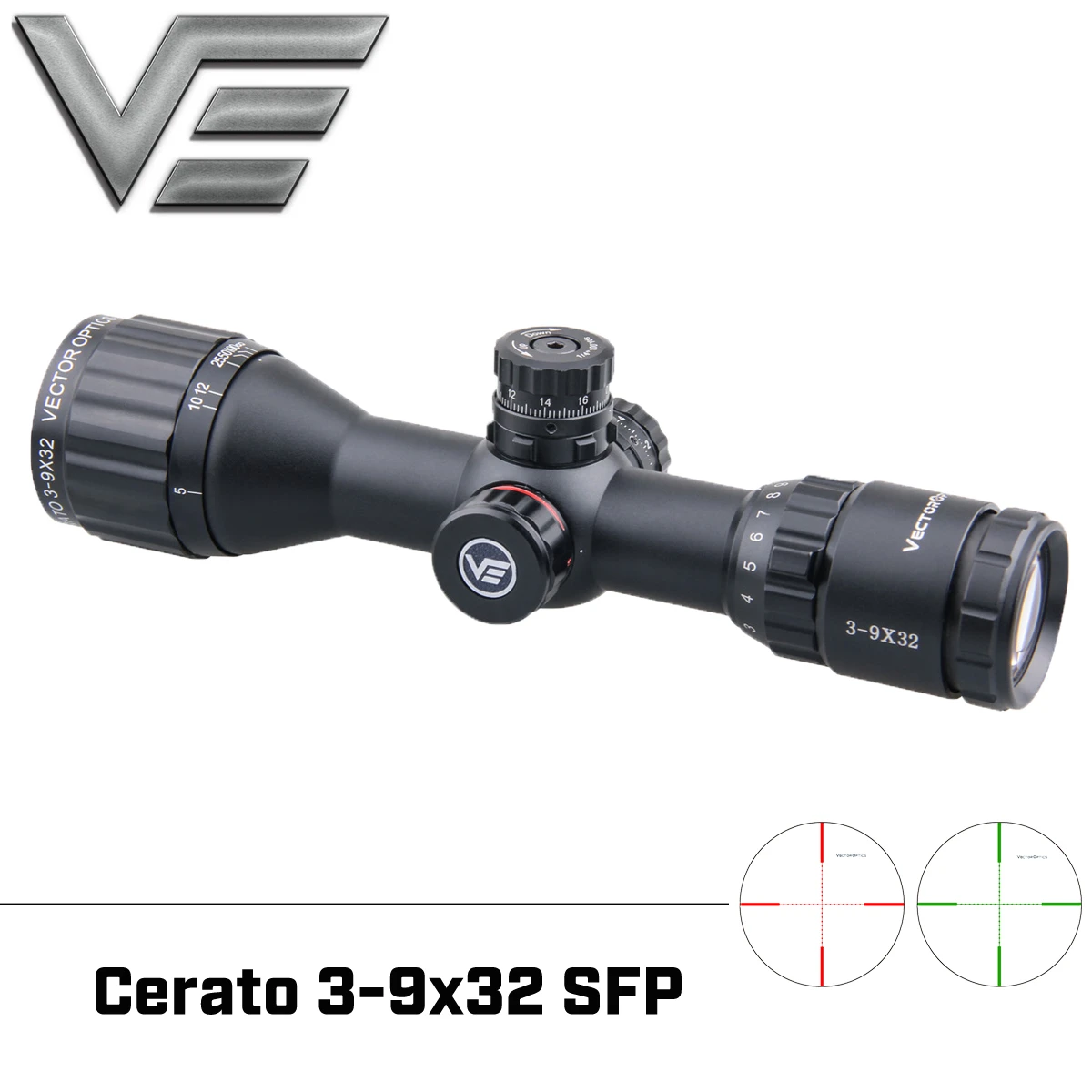 Векторная оптика Cerato 3 9x32 охотничий прицел 1/4 MOA 25 4 мм однотрубный Тактический