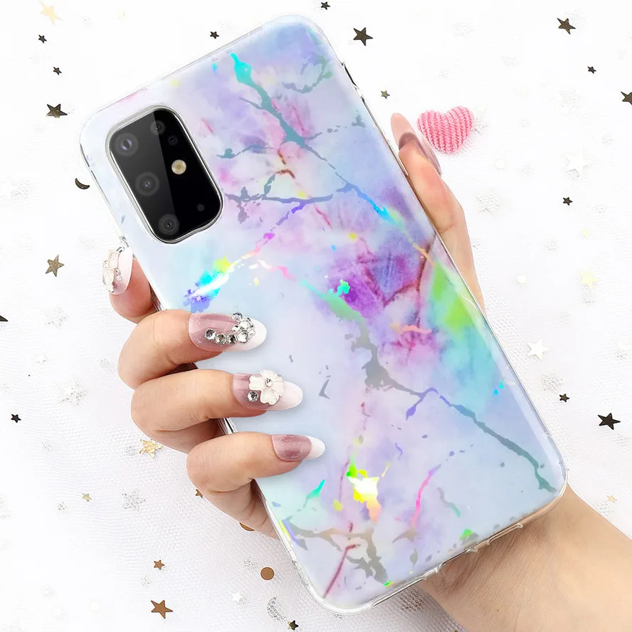 LCHULLE Newest Laser Marble Case for Samsung Galaxy S10 Plus S6 S7 Edge S8 S9 Slim Soft TPU Rubber Shockproof Cover Funda Coque |