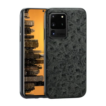 

Original Leather Ostrich Grain Phone Case for Samsung Galaxy S20 Ultra S20 Plus S9 S8 S7 S10 Plus Note 10 9 A50 A51 A70 A7 Cover